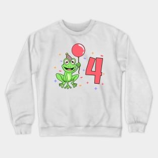 I am 4 with frog - kids birthday 4 years old Crewneck Sweatshirt